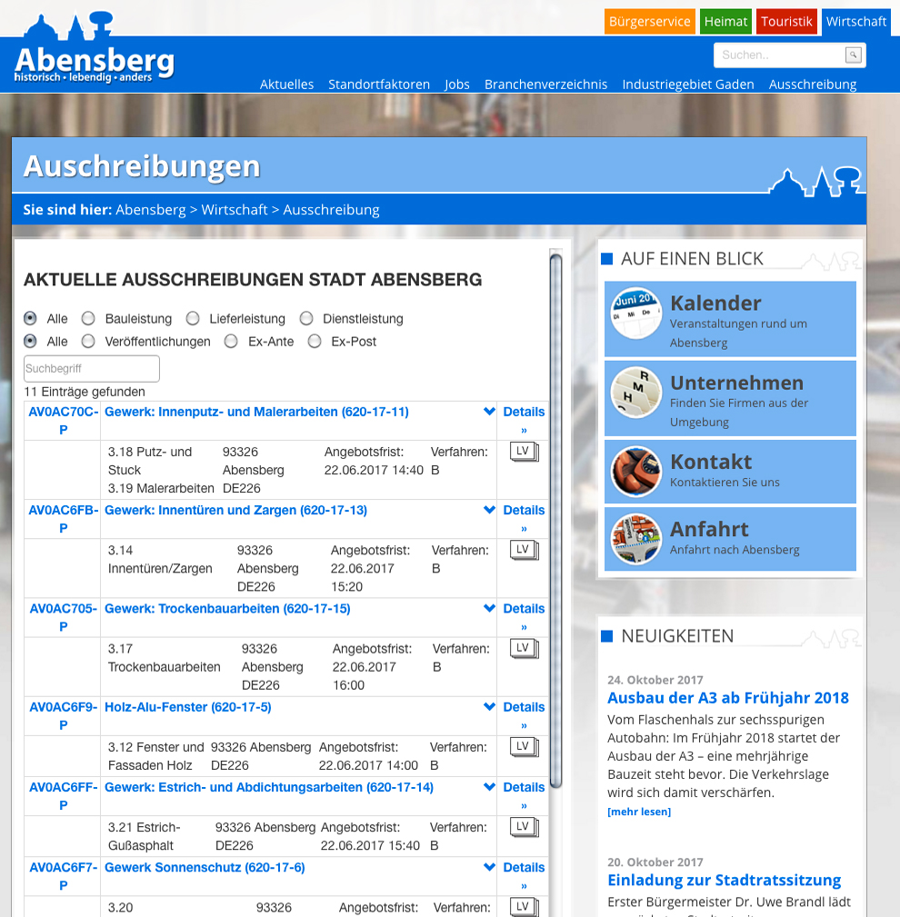 aumass eVergabe - Stadt Abensberg