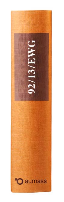 Buchrücken oranges Gesetzbuch der EU Sektorenrechtsmittelrichtlinie 92/13/EWG