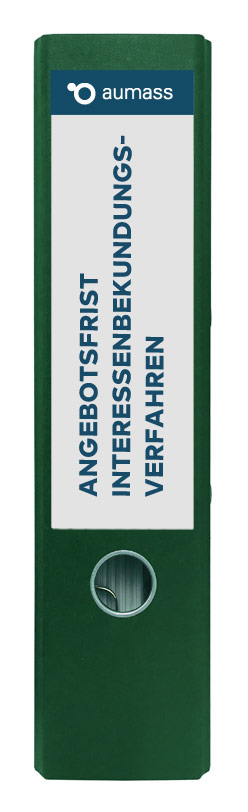Grüner Ordner mit Angebotsfrist Interessenbekundungsverfahren