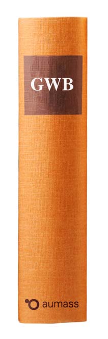 Buchrücken oranges Gesetzbuch mit Gesetz gegen Wettbewerbsbeschränkung GWB