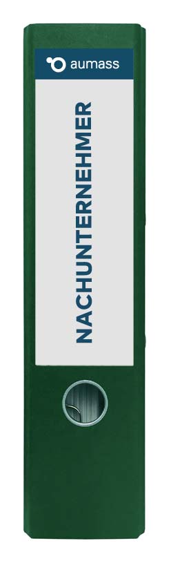 Grüner Ordner mit Nachunternehmer