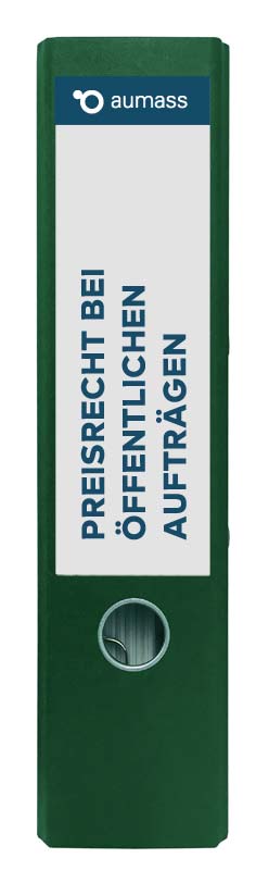 Grüner Ordner mit Preisrecht bei oeffentlichen Auftraegen