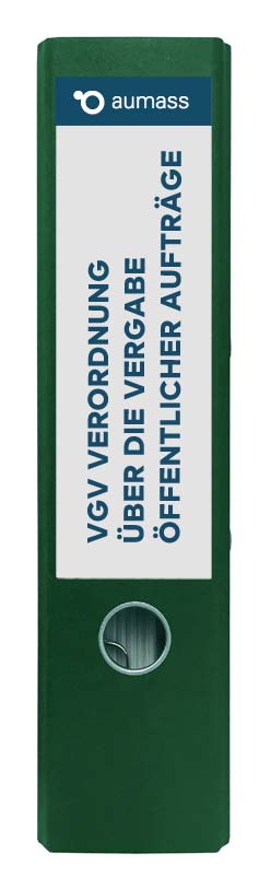 Grüner Ordner mit Verordnung ueber die Vergabe oeffentlicher Auftraege