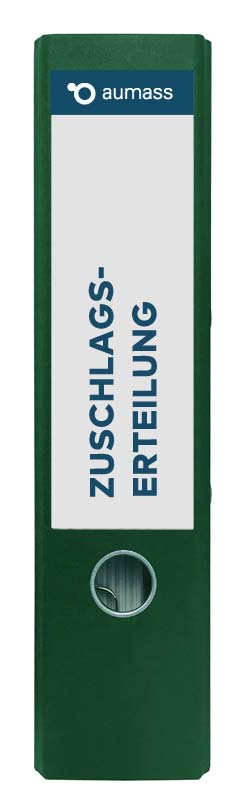 Grüner Ordner mit Zuschlagserteilung