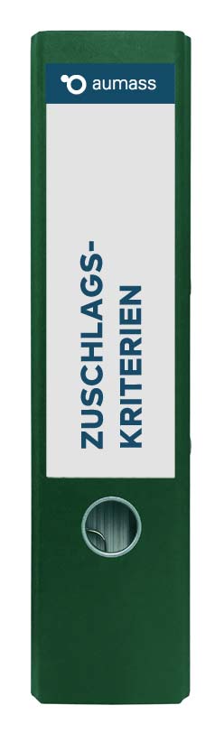 Grüner Ordner mit Zuschlagskriterien