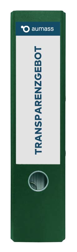 Grüner Ordner mit Transparenzgebot